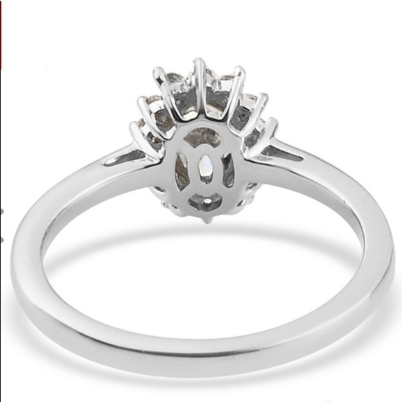 LUSTRO STELLA Made with Finest CZ Halo Ring in Platinum Over Sterling Silver - Picture 5 of 10